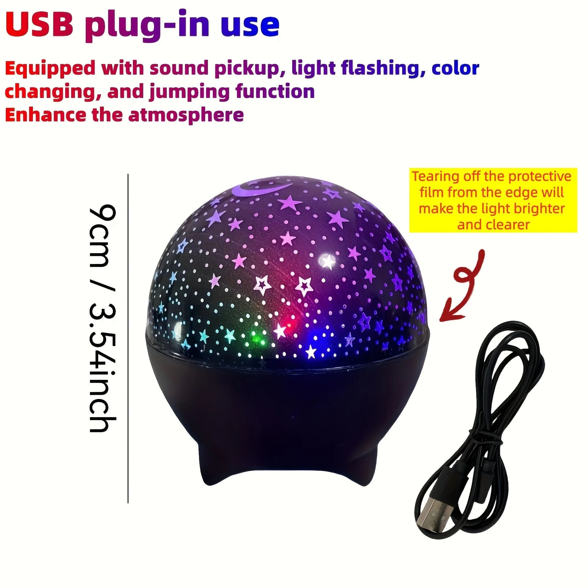 RGB Starry Moon Galaxy Projector Night Light USB LED Room Decor Lamp