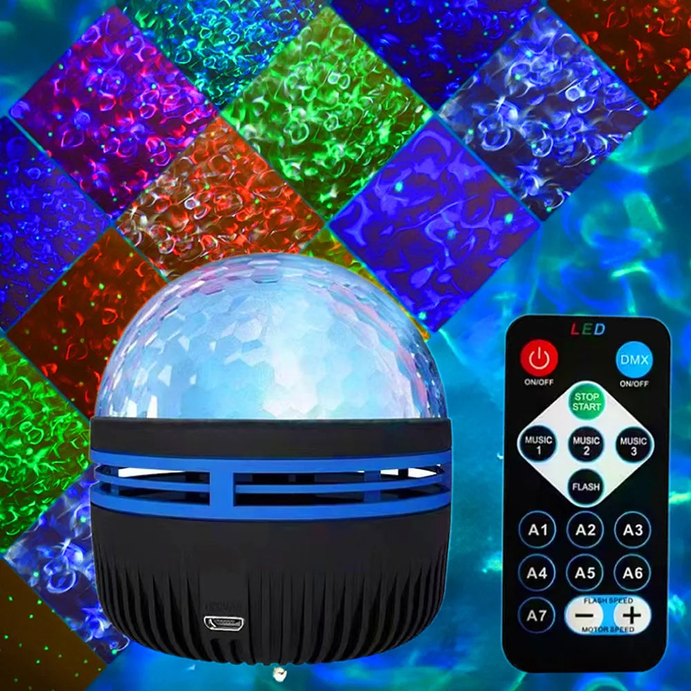 Aurora Galaxy Projector Night Light with Remote | USB 360° Rotating Lamp