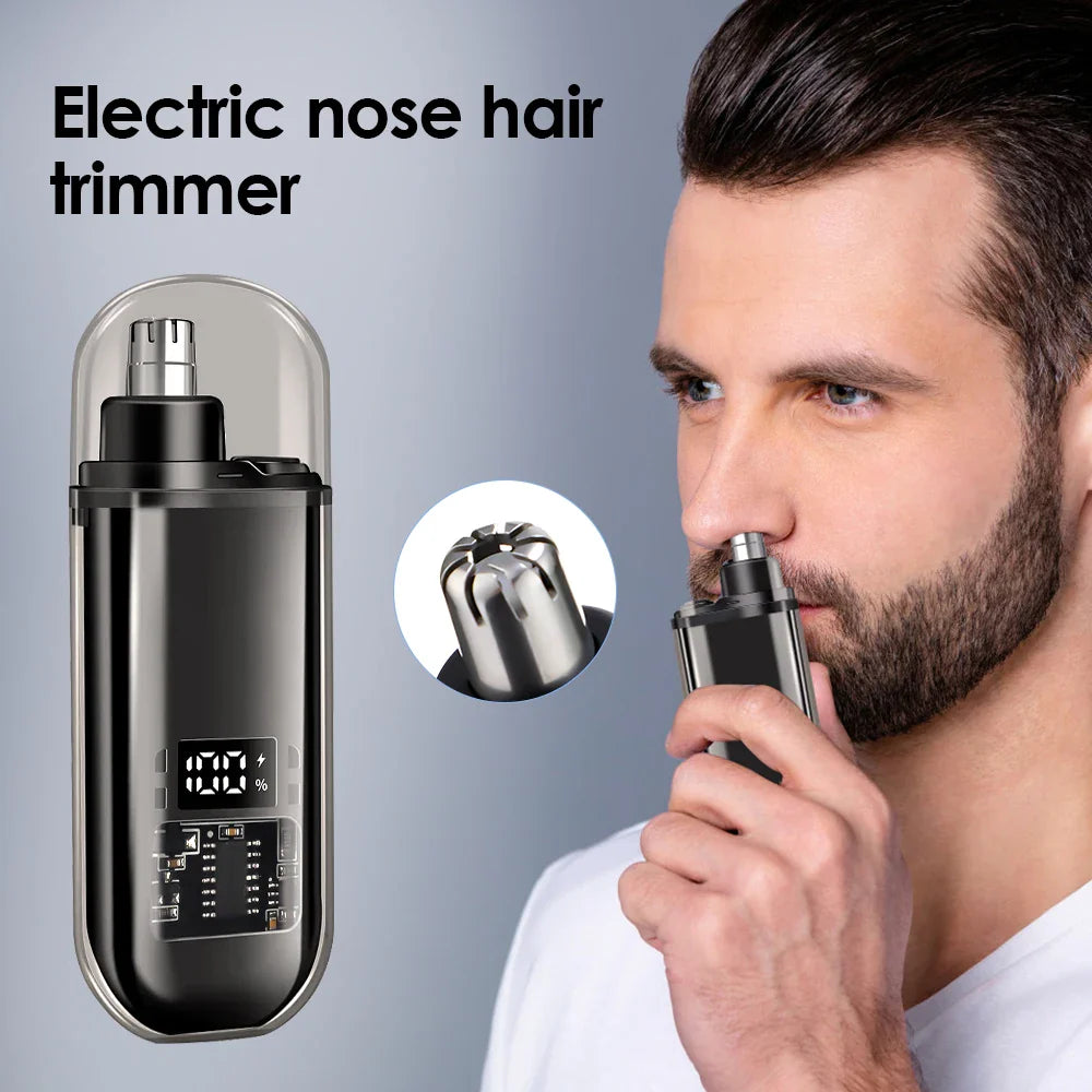 3-in-1 Rechargeable Nose Hair Trimmer with Facial Grooming Heads