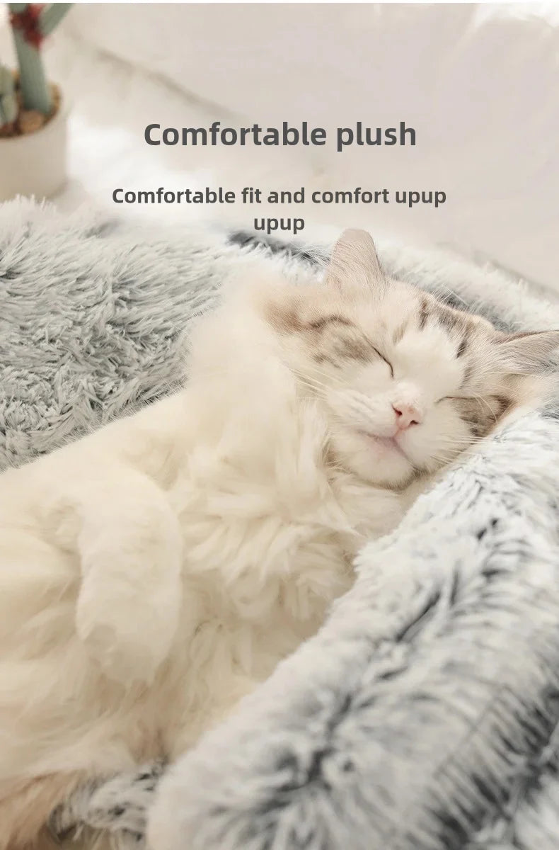 Autumn Winter Soft Plush Pet Bed — Semi-Enclosed Cat Nest | Warm Comforter Shell Cat House | Cozy Kitten & Small Dog Sleeping Nest