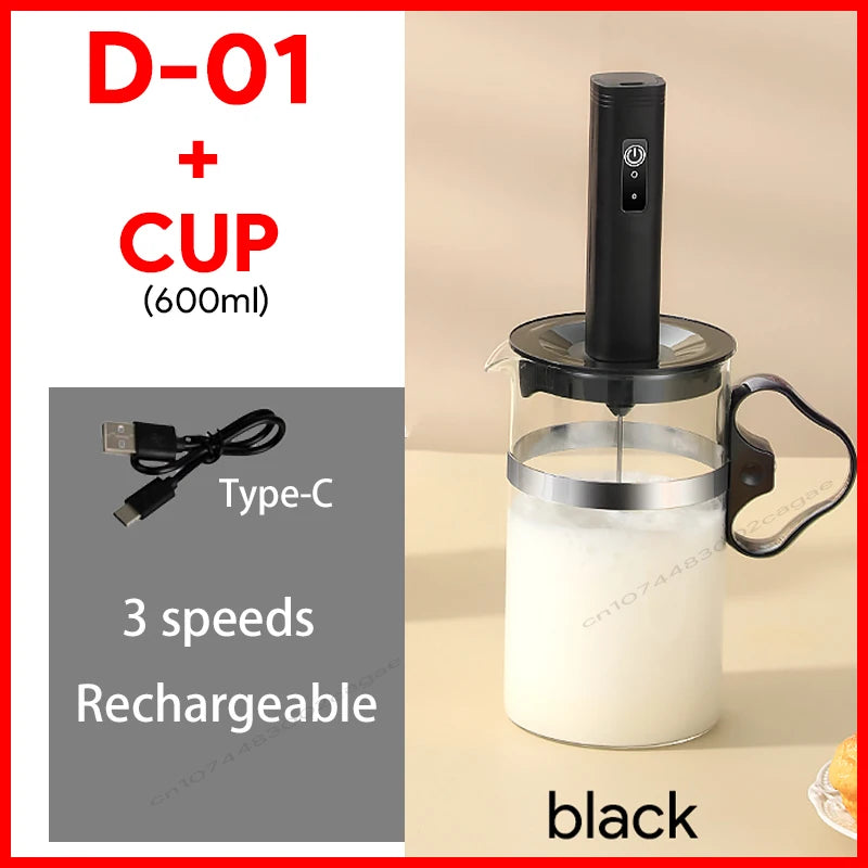 USB Rechargeable 3-Speed Handheld Milk Frother, Egg Beater & Drink Mixer for Coffee, Latte and Espresso