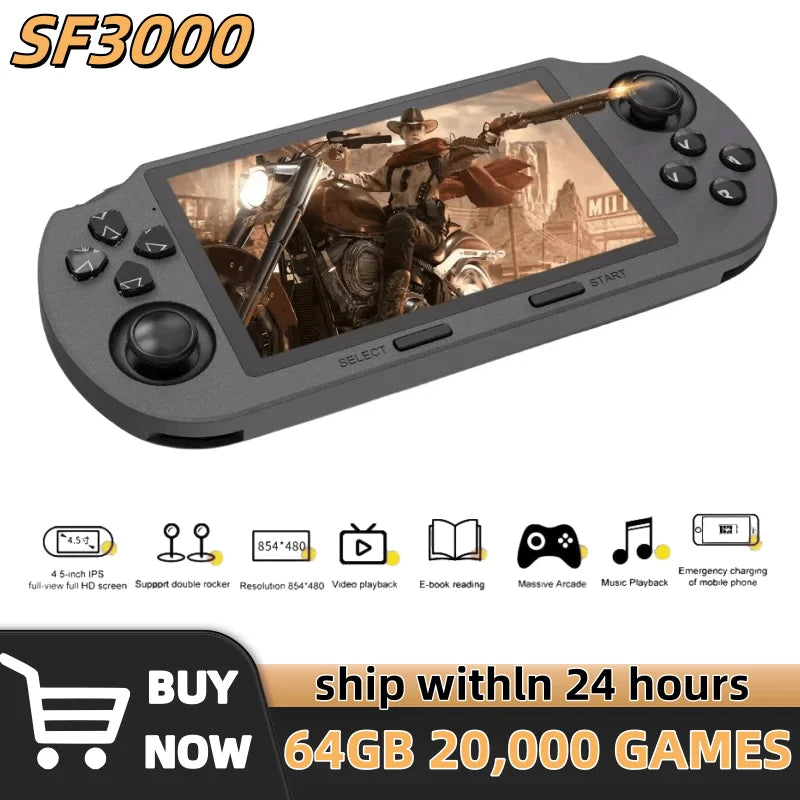 SF3000 Retro Handheld Game Console with 4.5-Inch IPS Screen