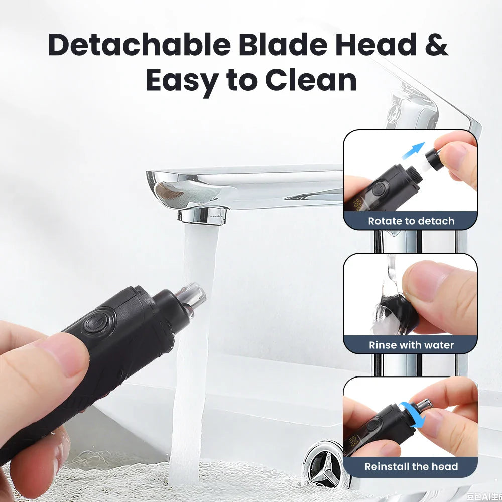3-in-1 Rechargeable Nose Hair Trimmer with Facial Grooming Heads