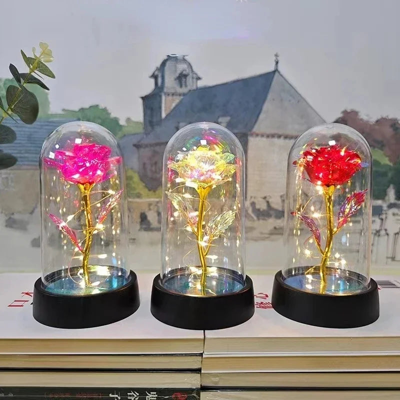 LED Eternal Rose Artificial Flower Gift for Valentine’s Day & Wedding Decor