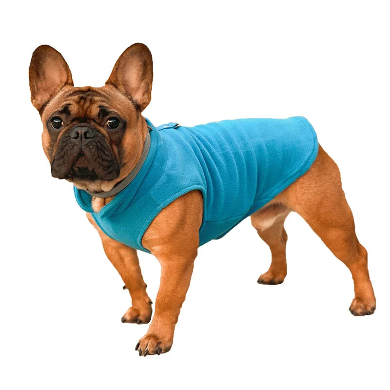 Warm Fleece Dog Jacket Vest With D-Ring | Pet Clothes For Small Dogs & Cats | French Bulldog Chihuahua Coat