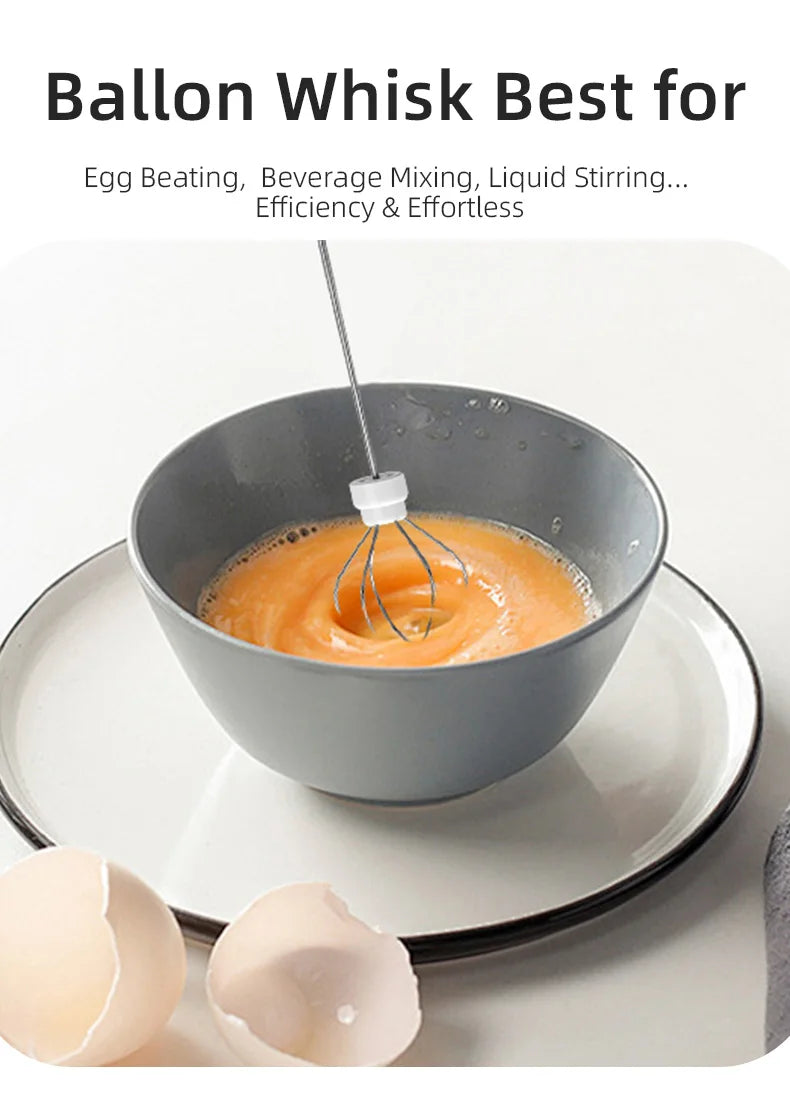 USB Rechargeable 3-Speed Handheld Milk Frother, Egg Beater & Drink Mixer for Coffee, Latte and Espresso