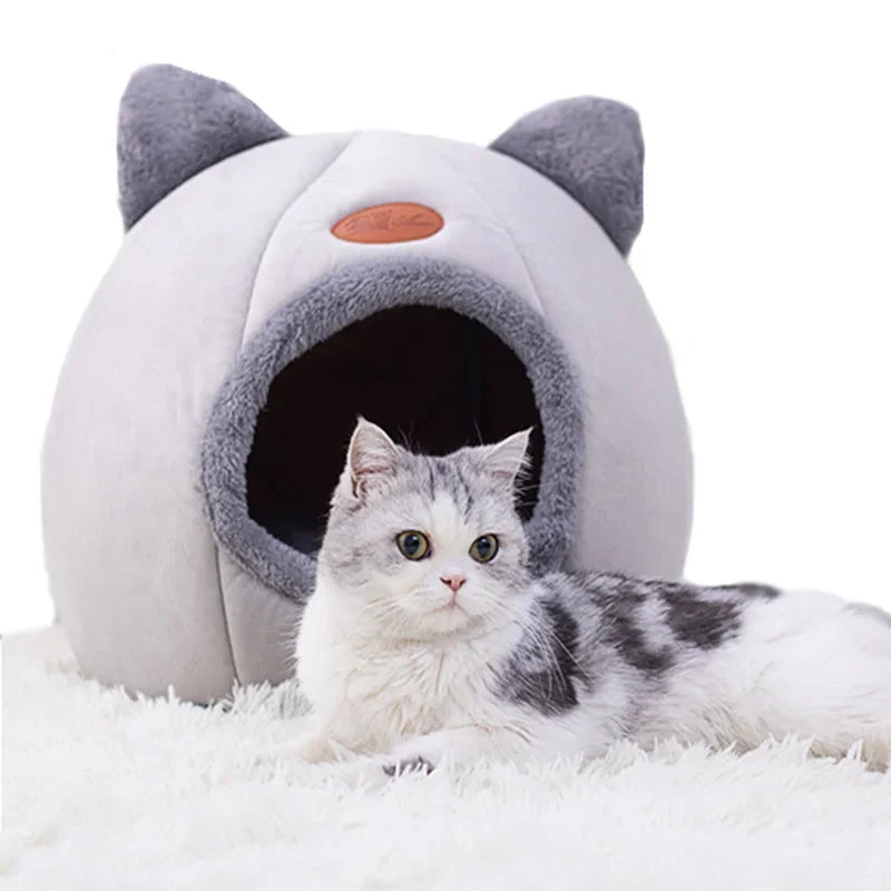 Deep Sleep Comfort Winter Cat Bed | Cozy Cave Nest Indoor | Small Dog House Pet Tent Mat Basket
