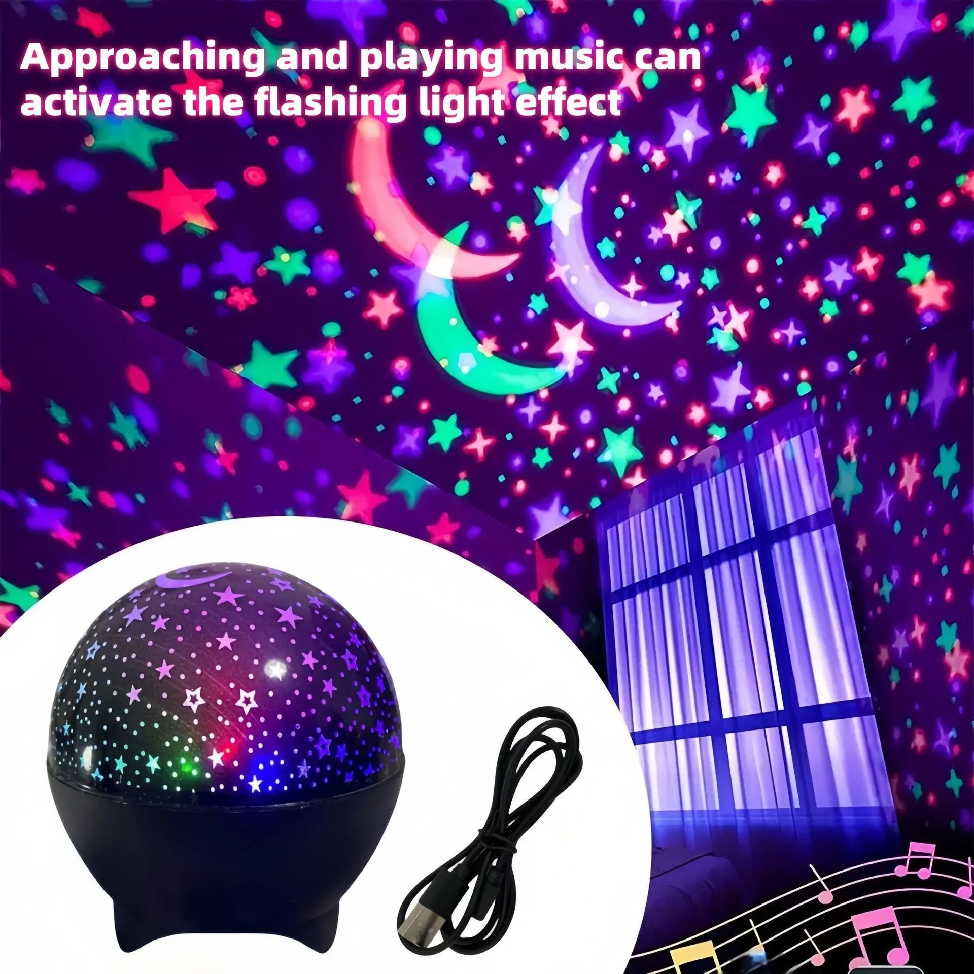 RGB Starry Moon Galaxy Projector Night Light USB LED Room Decor Lamp