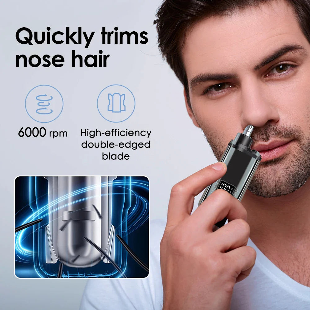 3-in-1 Rechargeable Nose Hair Trimmer with Facial Grooming Heads