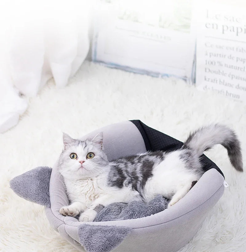 Deep Sleep Comfort Winter Cat Bed | Cozy Cave Nest Indoor | Small Dog House Pet Tent Mat Basket