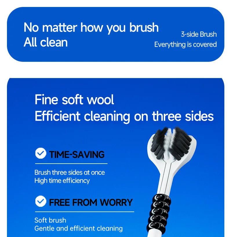 6PCS Three-Sided U-Shaped Soft Toothbrush Set for Adults