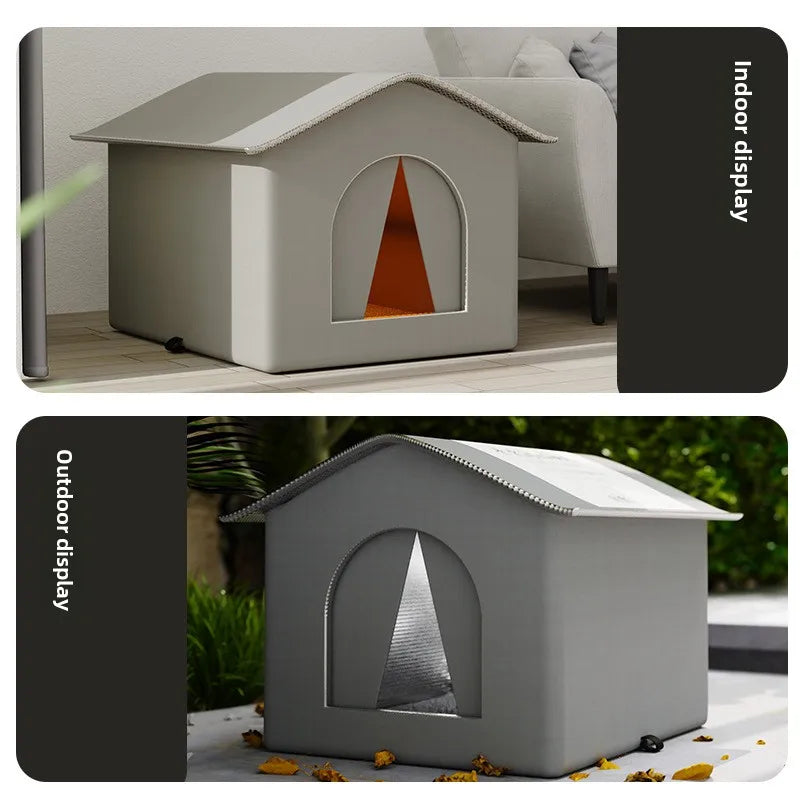 Waterproof Outdoor Pet Cave House — Winter Warm Foldable & Washable Sleeping Bed for Stray Cats, Small Dogs & Puppies | All-Weather Pet Shelter