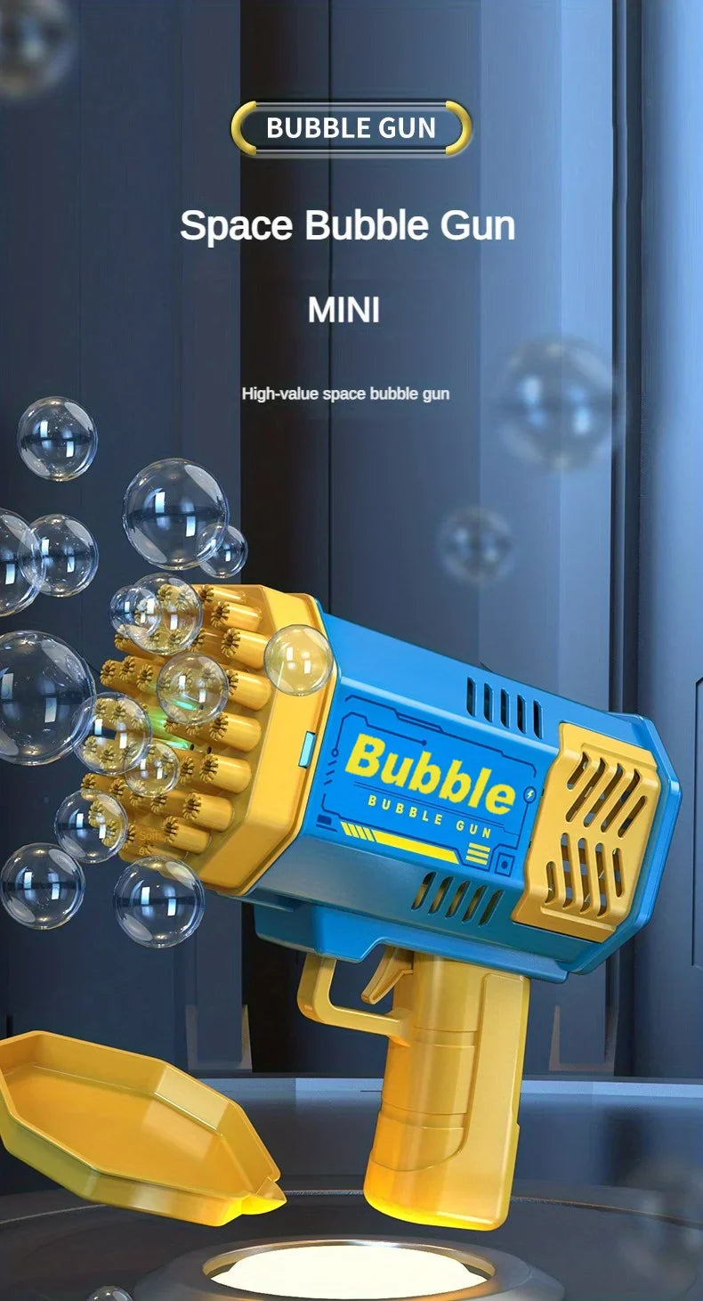 🚀 40-Hole Mega Bubble Machine | Automatic Light-Up Bubble Gun ✨