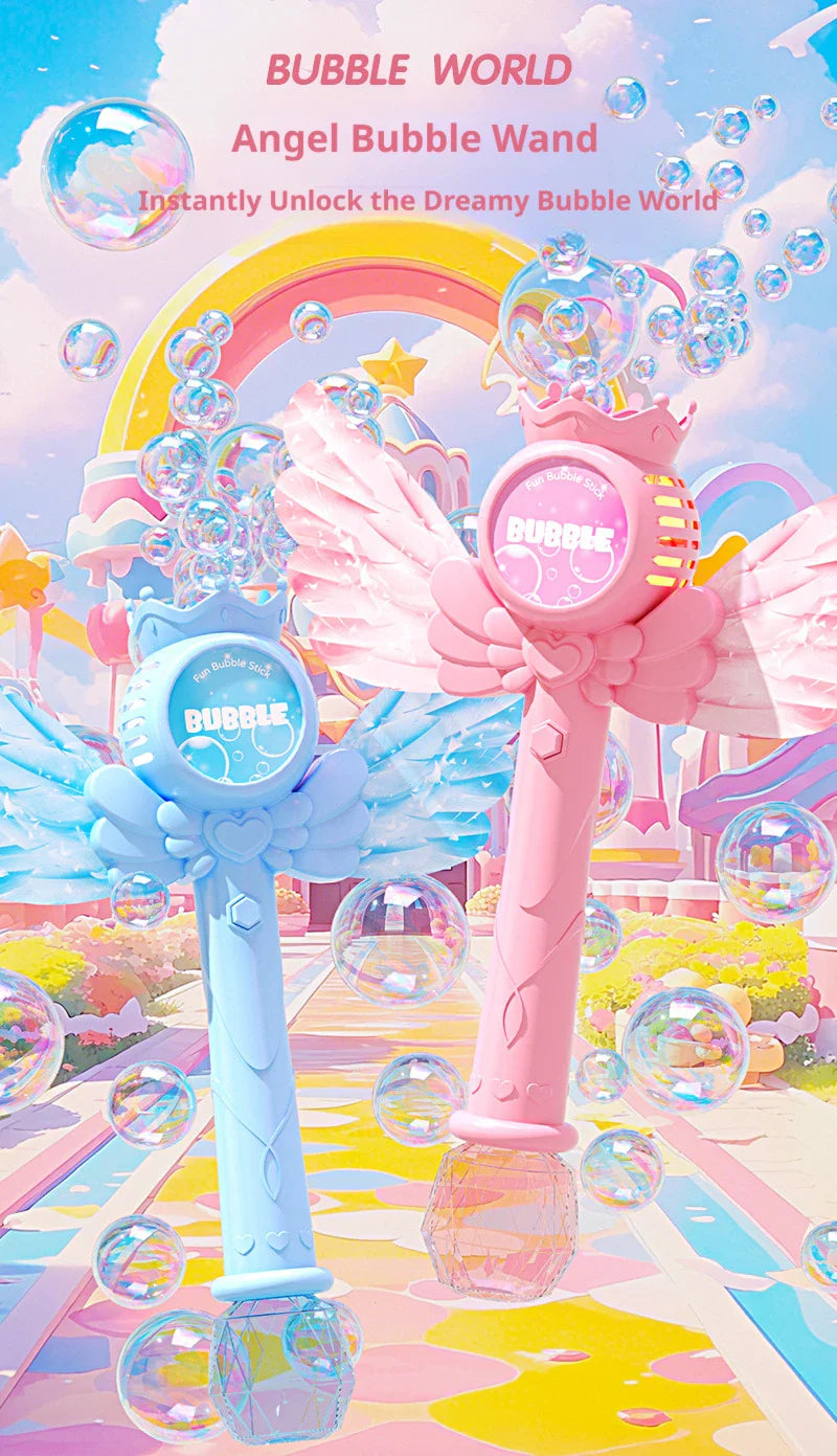 ✨ Electric Angel Bubble Wand | Automatic Light & Sound Bubble Gun 🧚‍♀️