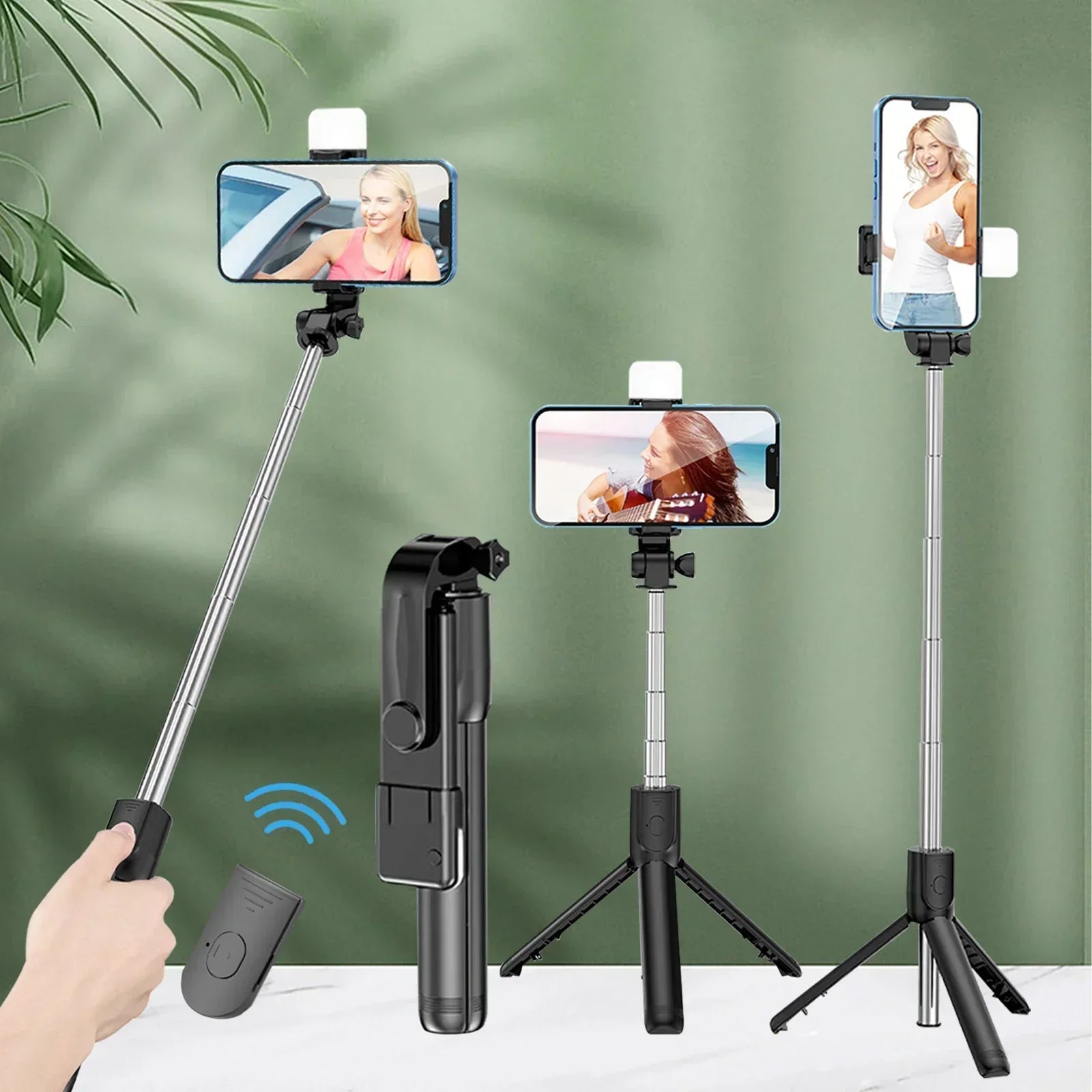 3-in-1 Extendable Bluetooth Selfie Stick Tripod with Wireless Remote for Smartphones