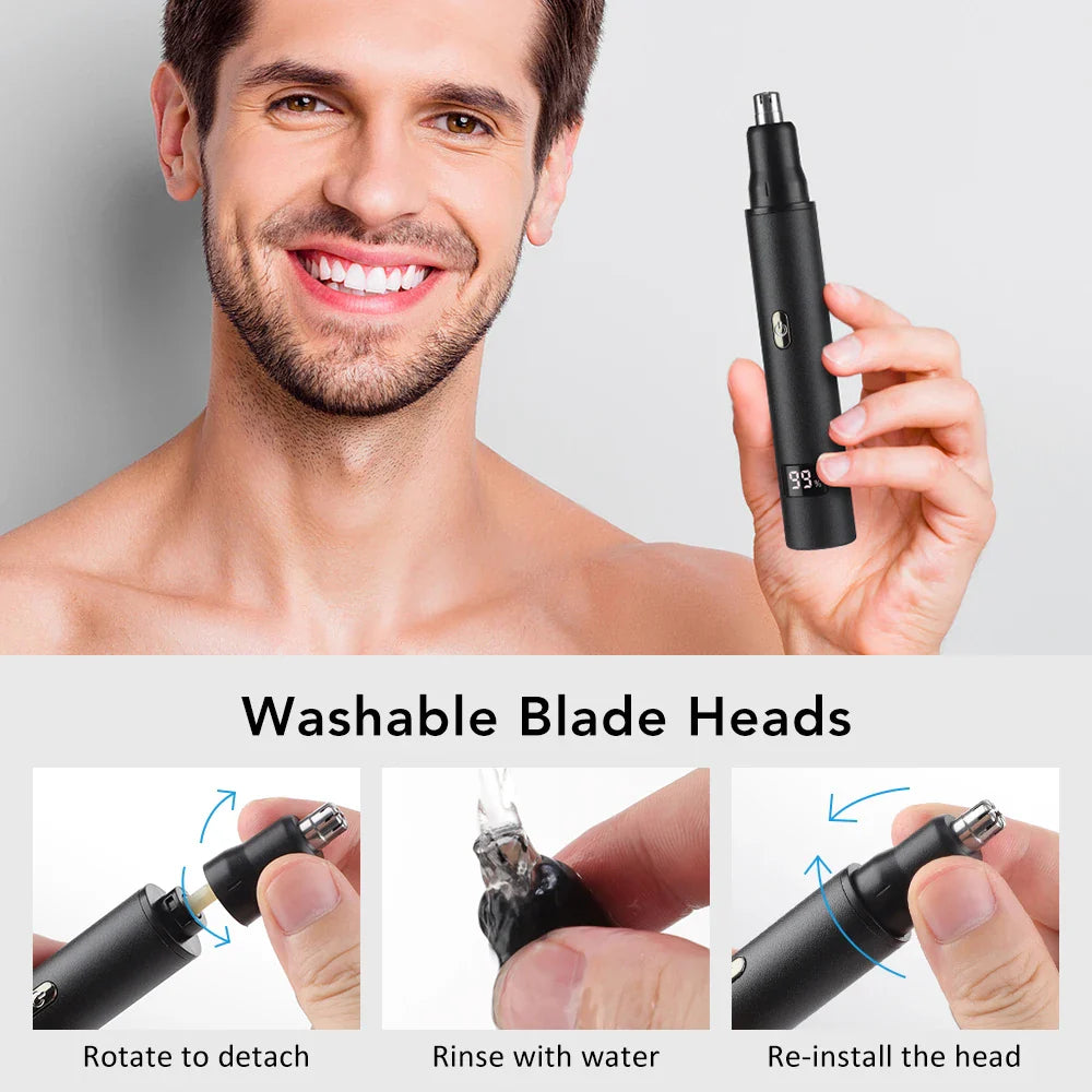 3-in-1 Rechargeable Nose Hair Trimmer with Facial Grooming Heads