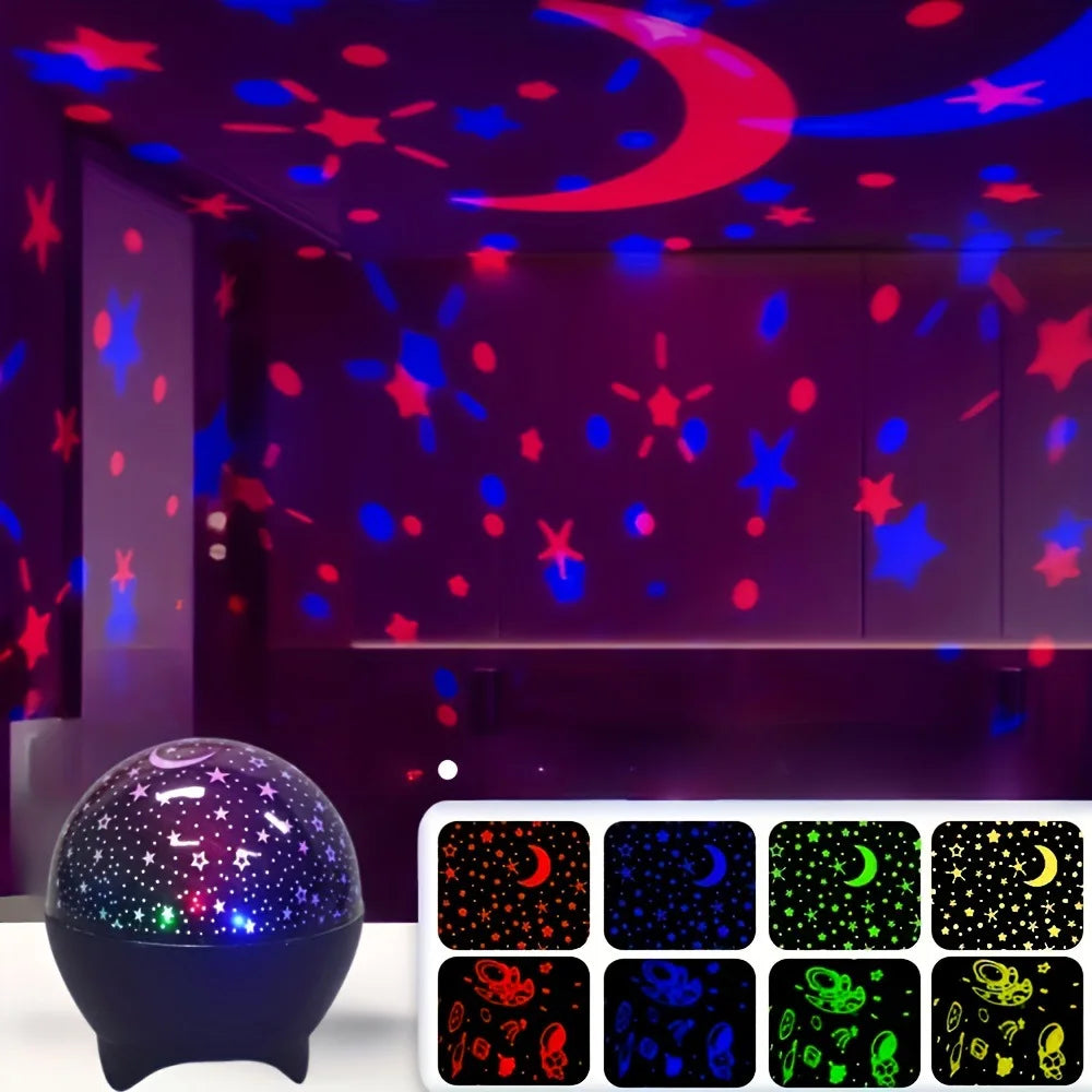 RGB Starry Moon Galaxy Projector Night Light USB LED Room Decor Lamp