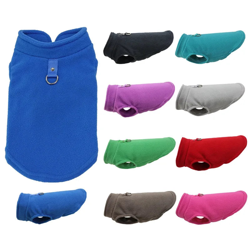 Warm Fleece Dog Jacket Vest With D-Ring | Pet Clothes For Small Dogs & Cats | French Bulldog Chihuahua Coat