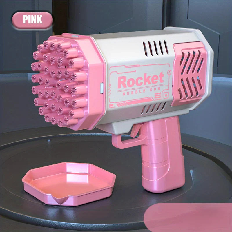 🚀 40-Hole Mega Bubble Machine | Automatic Light-Up Bubble Gun ✨