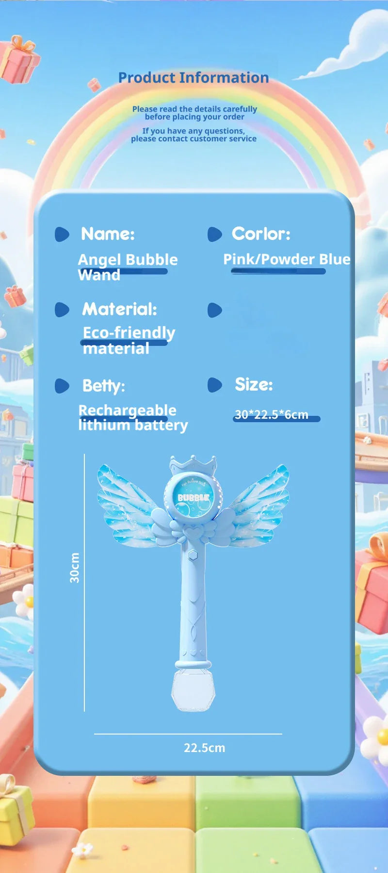 ✨ Electric Angel Bubble Wand | Automatic Light & Sound Bubble Gun 🧚‍♀️