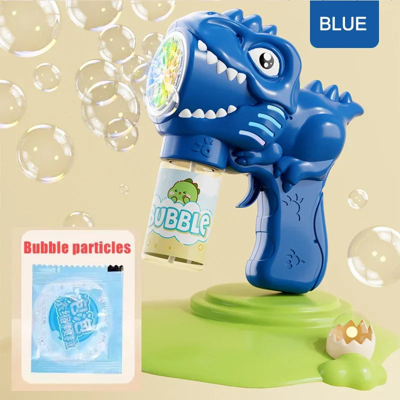 🦖 Light-Up Dinosaur Bubble Gun | Automatic 6-Hole Bubble Maker for Kids ✨