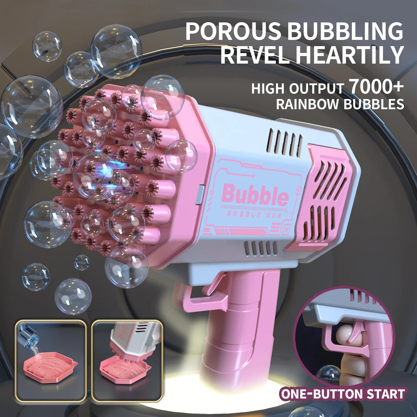 🚀 40-Hole Mega Bubble Machine | Automatic Light-Up Bubble Gun ✨