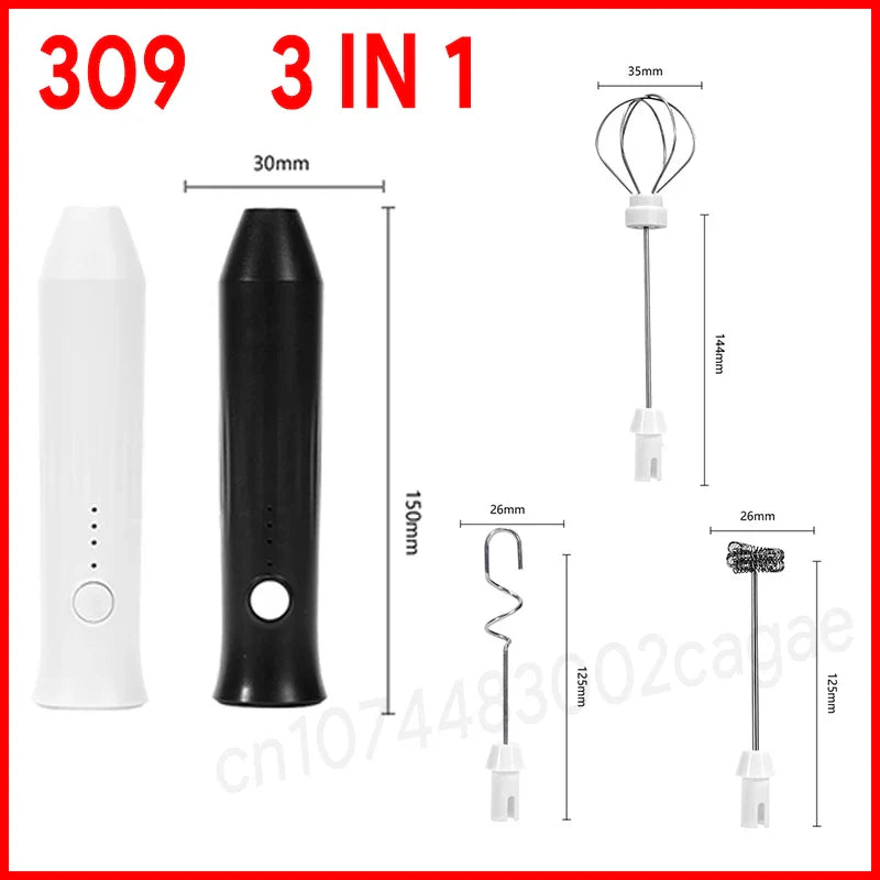 USB Rechargeable 3-Speed Handheld Milk Frother & Egg Beater