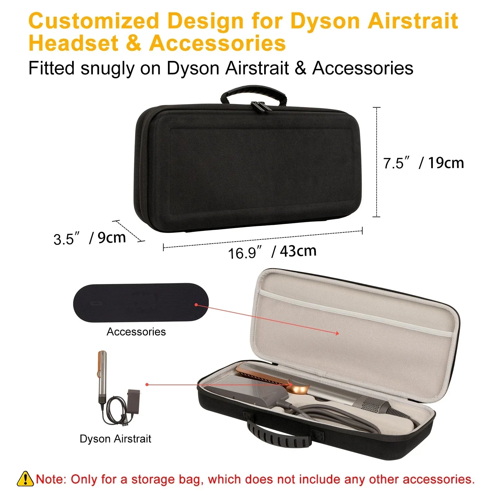 Hard EVA Carrying Case Compatible with Dyson Airstrait HT01 Hair Straightener