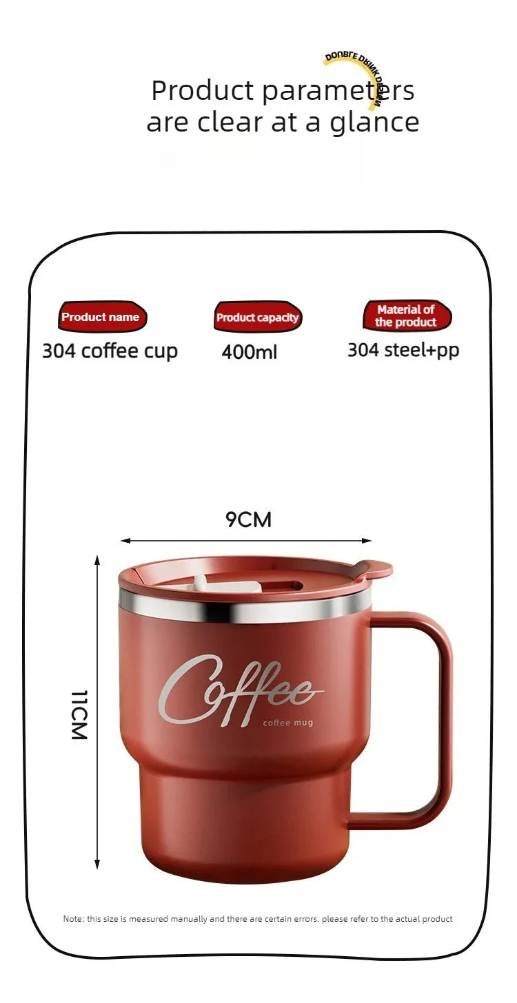400ML Double Wall 304 Stainless Steel Insulated Coffee Mug with Sealed Lid for Hot & Cold Drinks