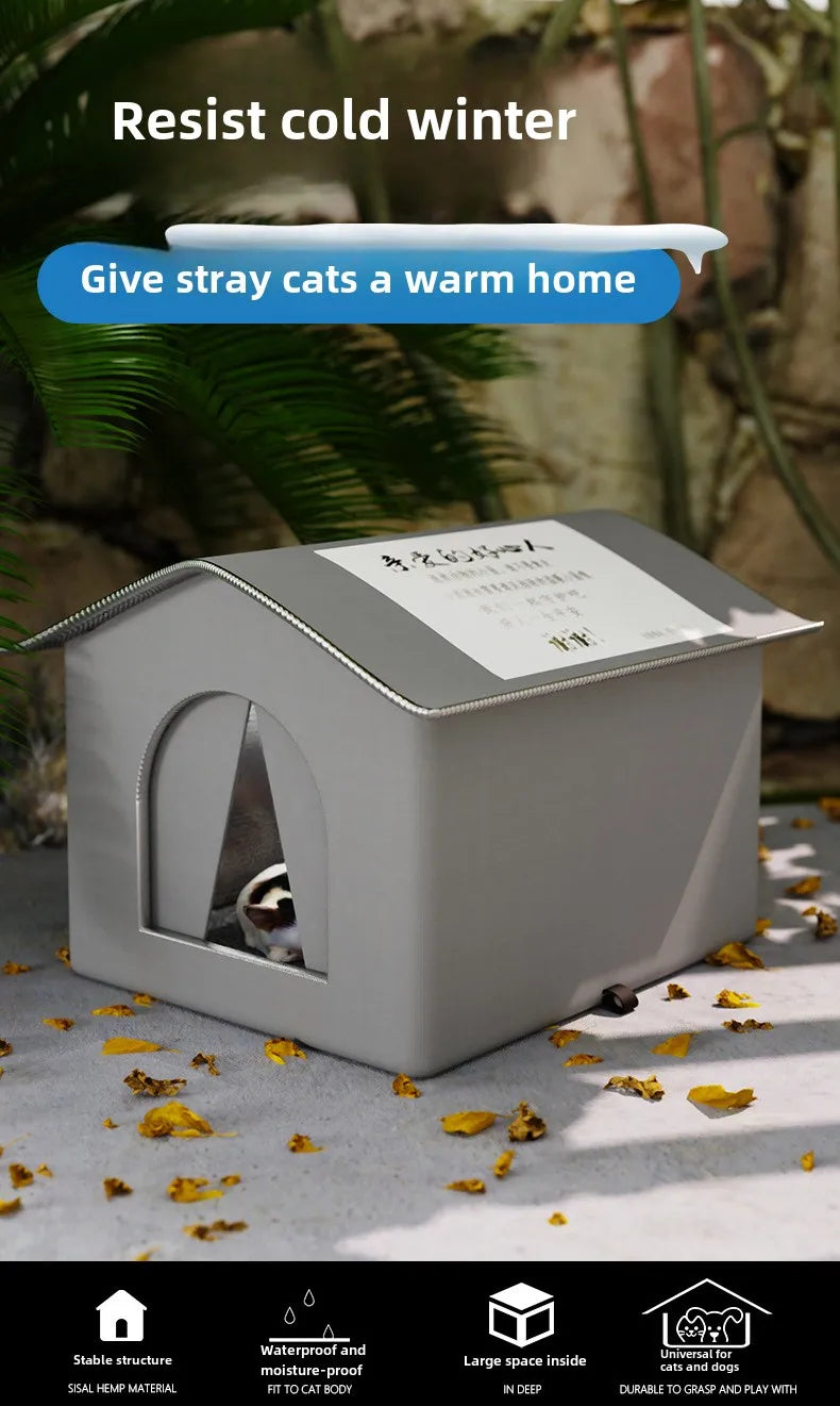 Waterproof Outdoor Pet Cave House — Winter Warm Foldable & Washable Sleeping Bed for Stray Cats, Small Dogs & Puppies | All-Weather Pet Shelter