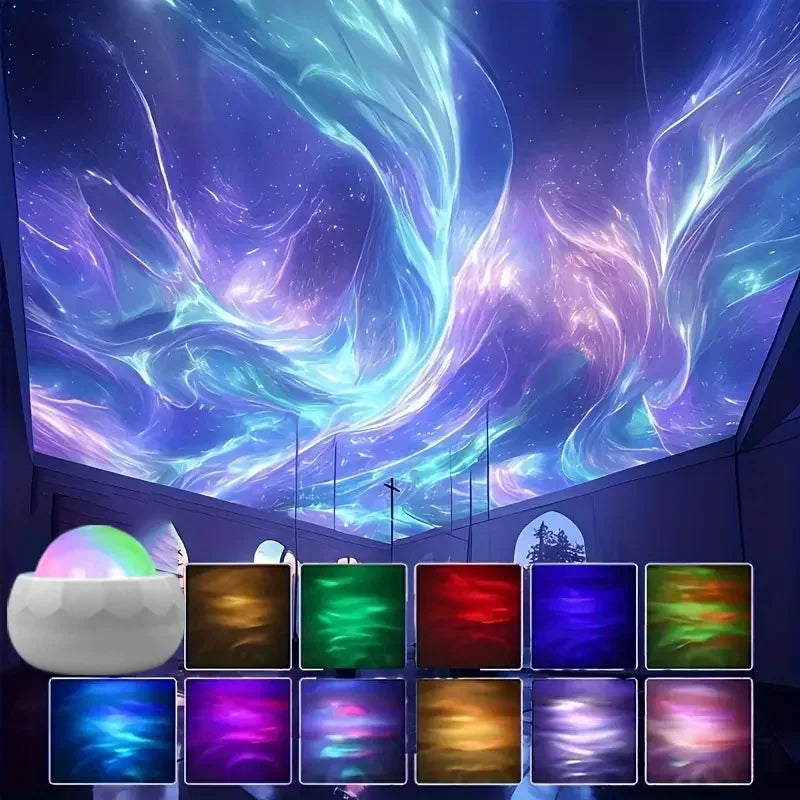 LED Aurora Galaxy Projector Night Light with Remote