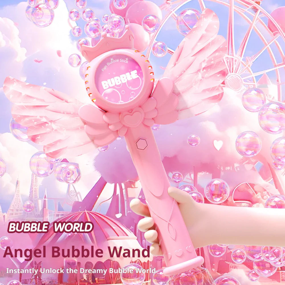 ✨ Electric Angel Bubble Wand | Automatic Light & Sound Bubble Gun 🧚‍♀️