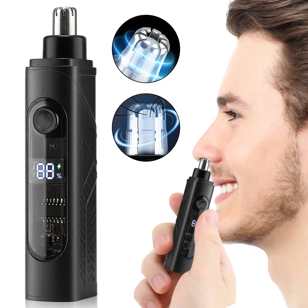 3-in-1 Rechargeable Nose Hair Trimmer with Facial Grooming Heads