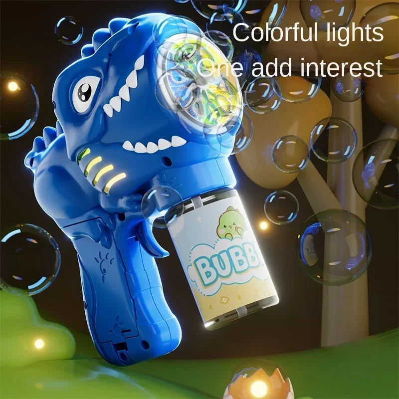 🦖 Light-Up Dinosaur Bubble Gun | Automatic 6-Hole Bubble Maker for Kids ✨