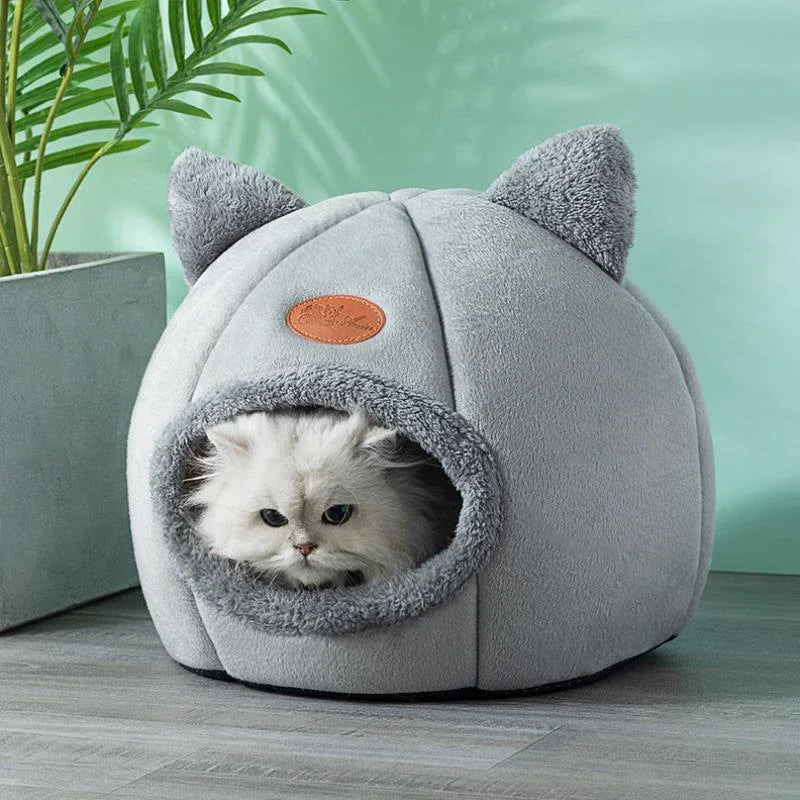 Deep Sleep Comfort Winter Cat Bed | Cozy Cave Nest Indoor | Small Dog House Pet Tent Mat Basket
