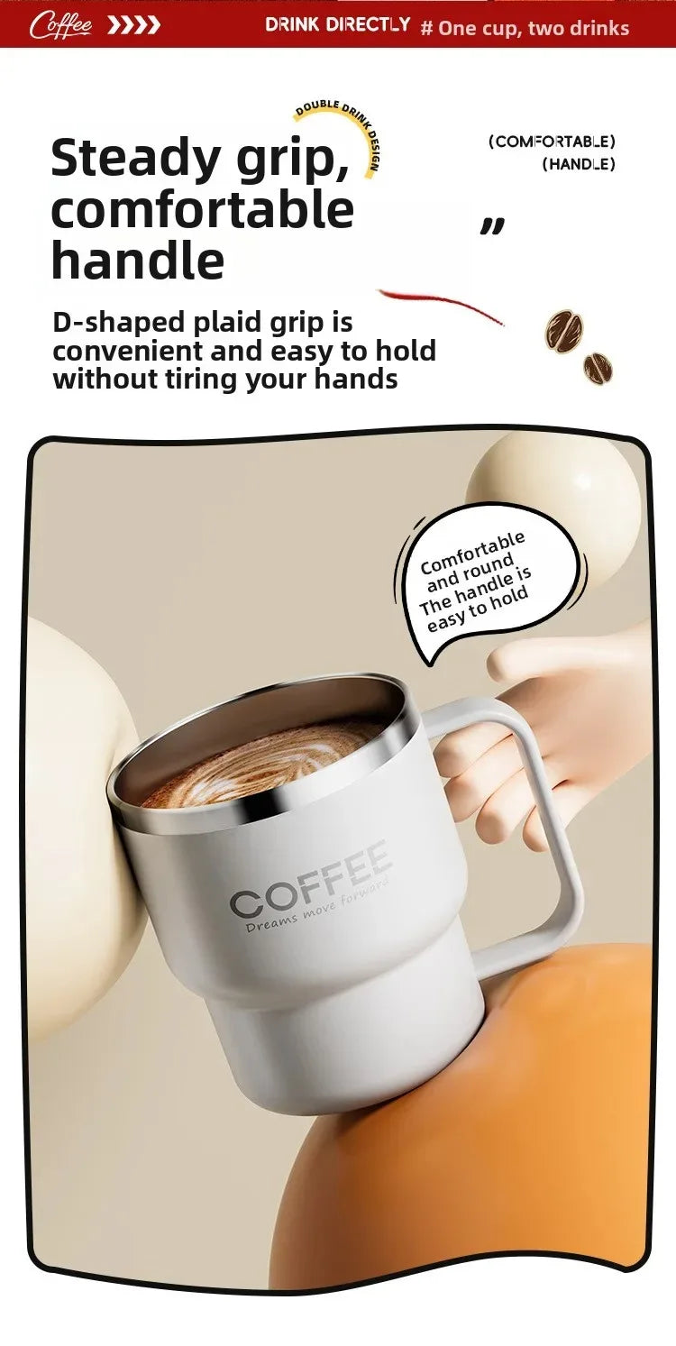 400ML Double Wall 304 Stainless Steel Insulated Coffee Mug with Sealed Lid for Hot & Cold Drinks