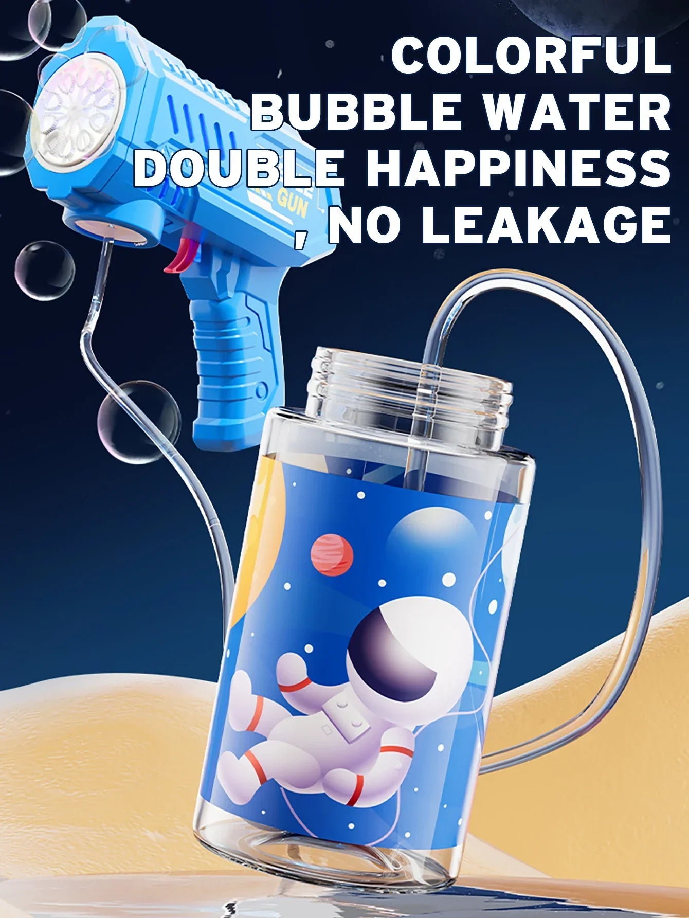 Automatic Rocket Bubble Blower Toy with Bubble Liquid for Kids