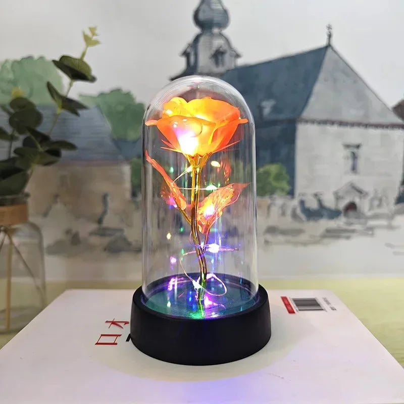 LED Eternal Rose Artificial Flower Gift for Valentine’s Day & Wedding Decor