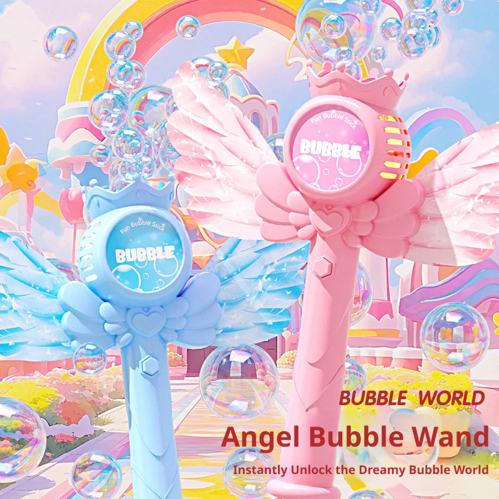 ✨ Electric Angel Bubble Wand | Automatic Light & Sound Bubble Gun 🧚‍♀️