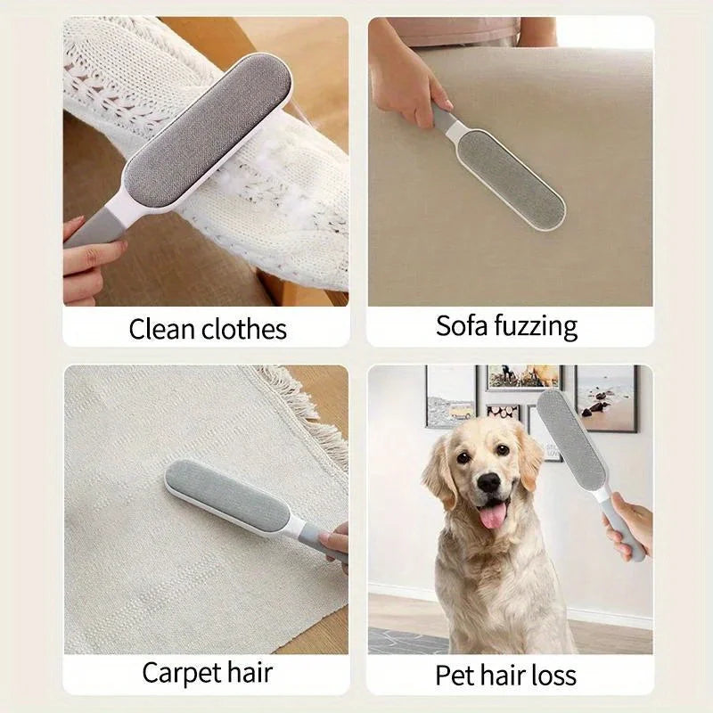 Double-Sided Reusable Pet Hair Remover Lint Brush for Clothes & Furniture