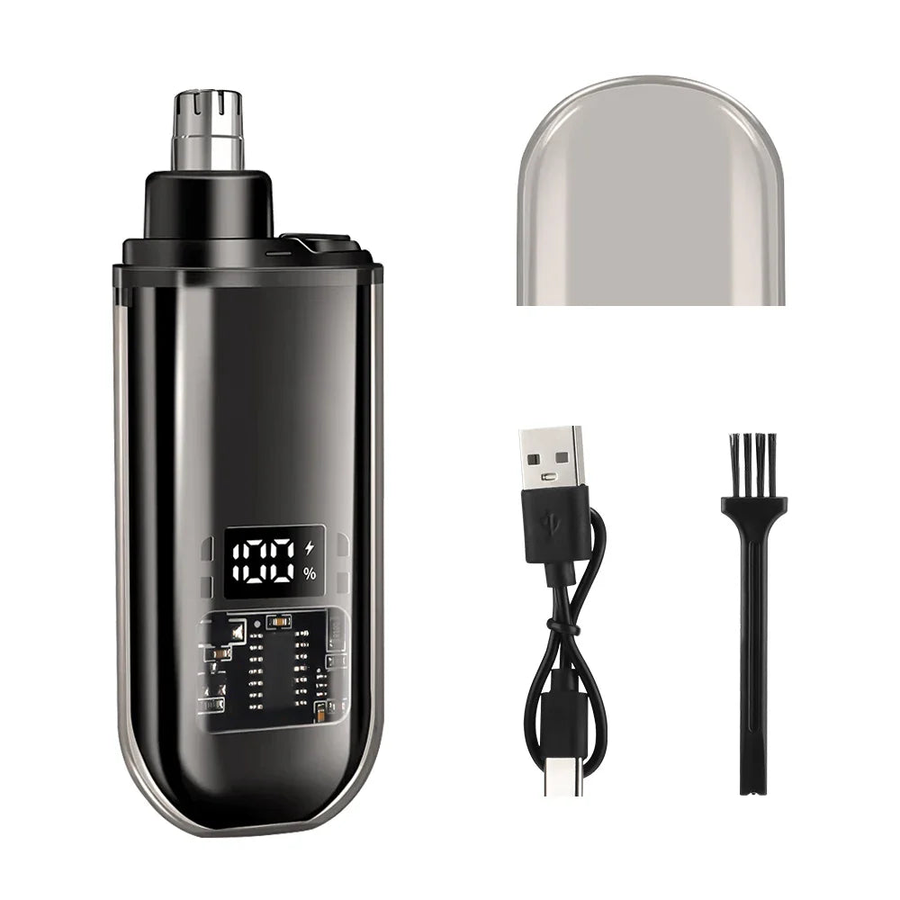 3-in-1 Rechargeable Nose Hair Trimmer with Facial Grooming Heads