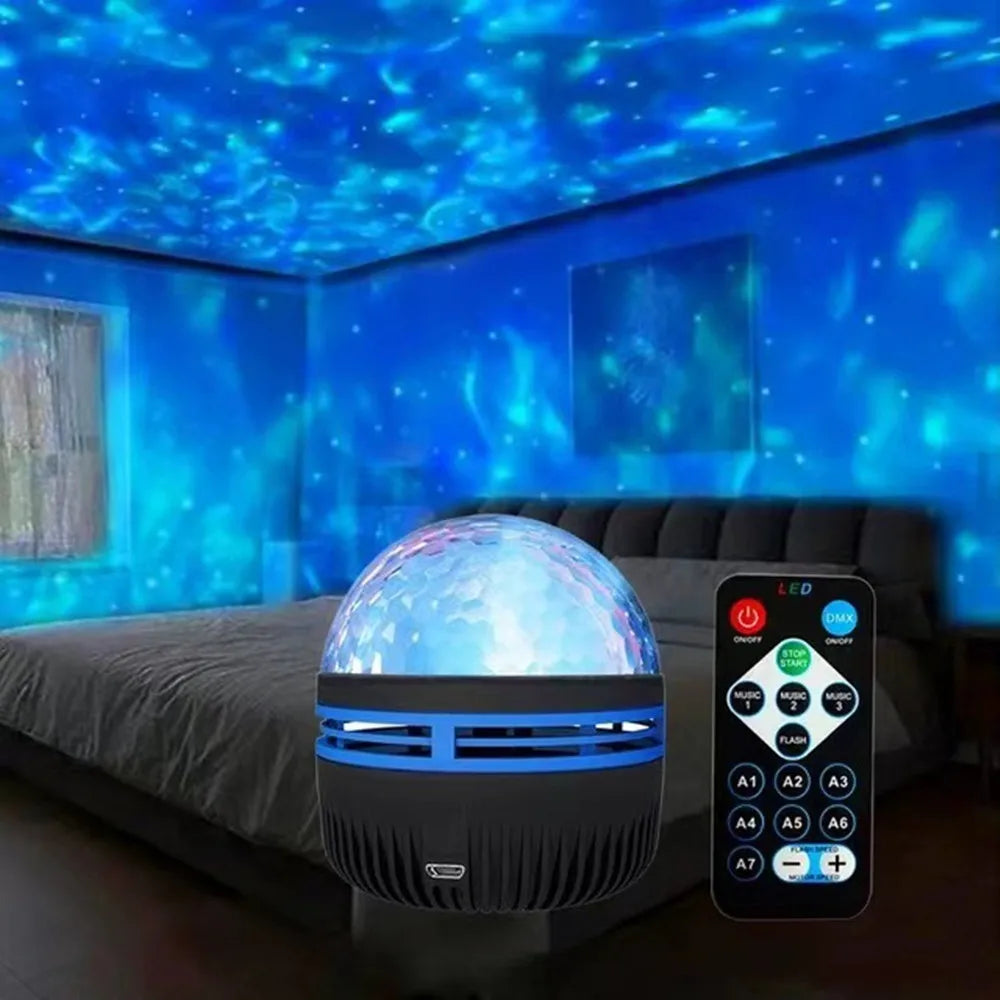 Aurora Galaxy Projector Night Light with Remote | USB 360° Rotating Lamp