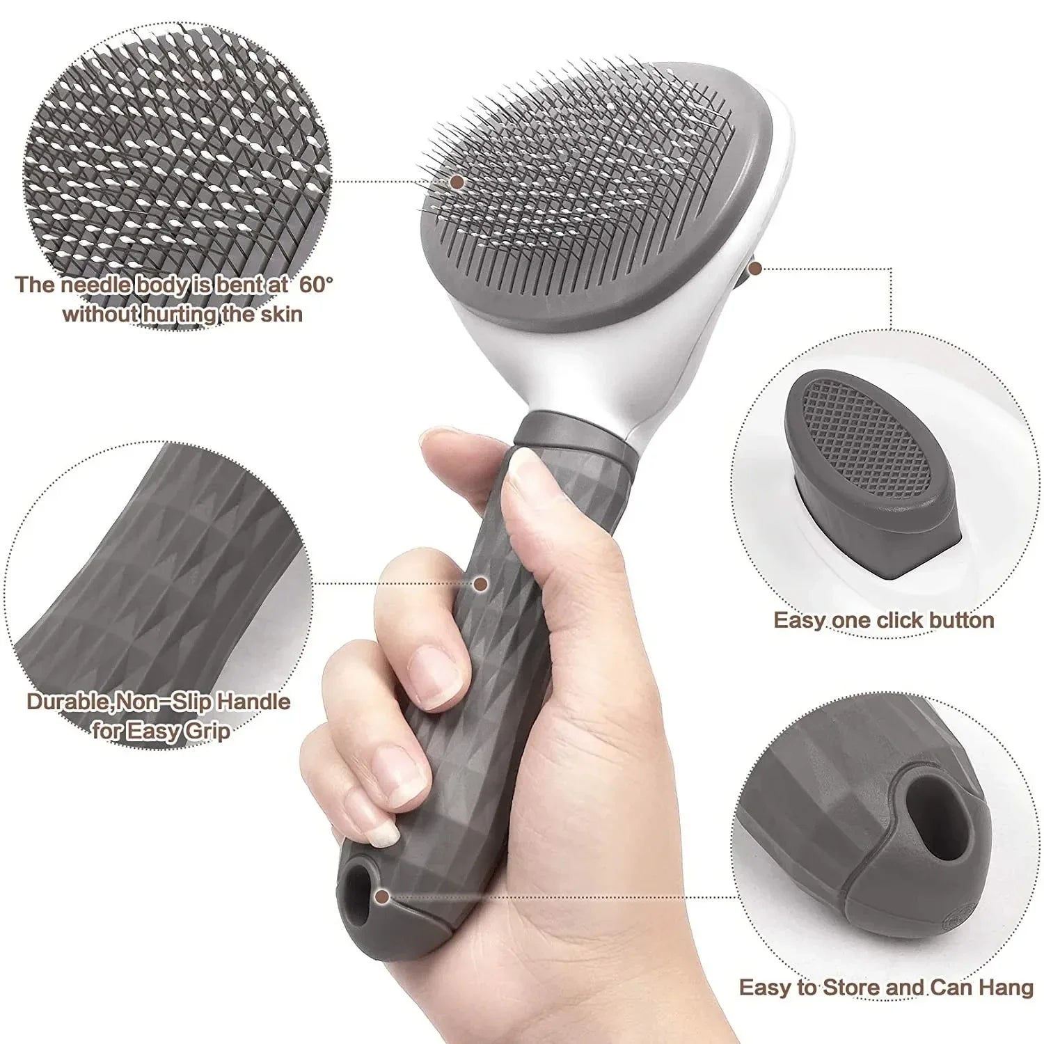 Self-Cleaning Pet Grooming Brush for Dogs & Cats Hair Removal