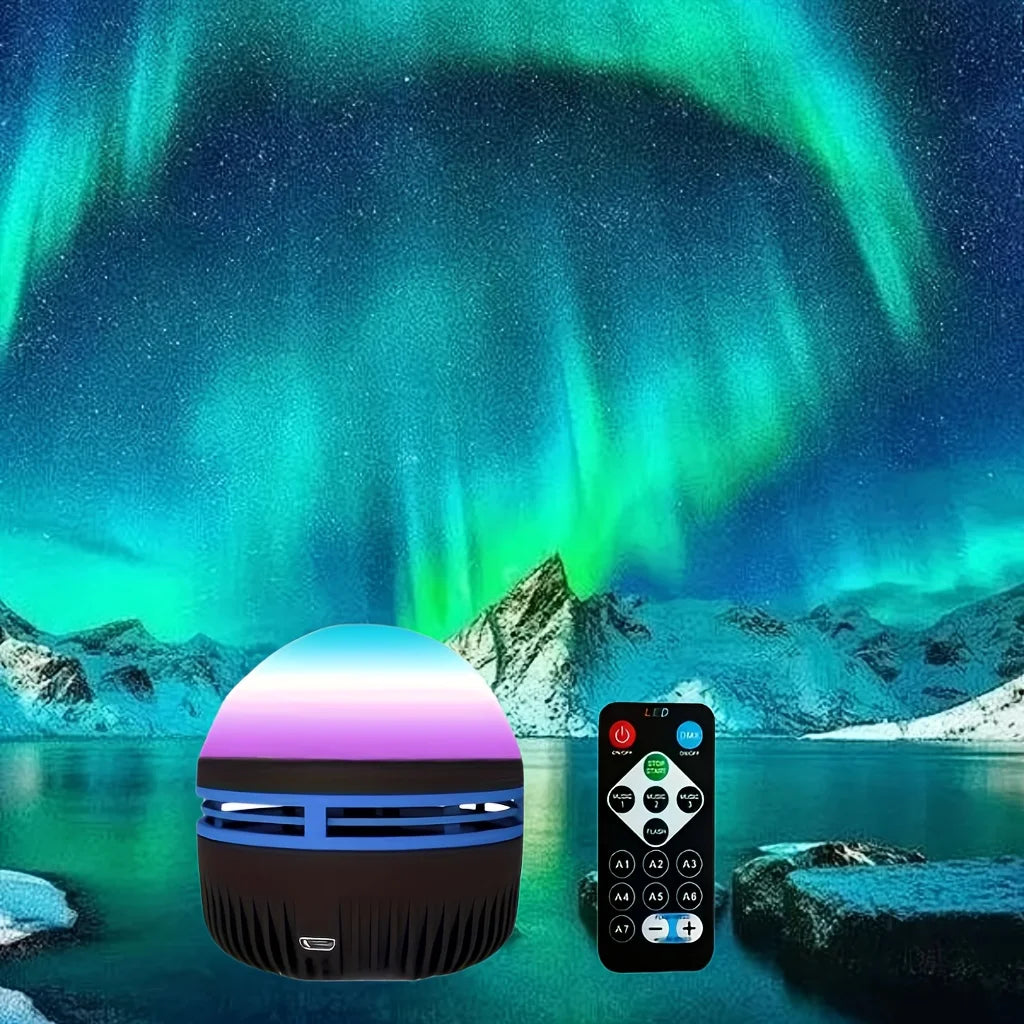 Aurora Galaxy Projector Night Light with Remote | USB 360° Rotating Lamp