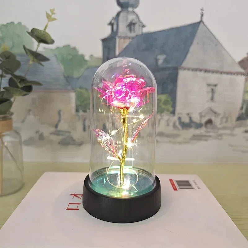 LED Eternal Rose Artificial Flower Gift for Valentine’s Day & Wedding Decor