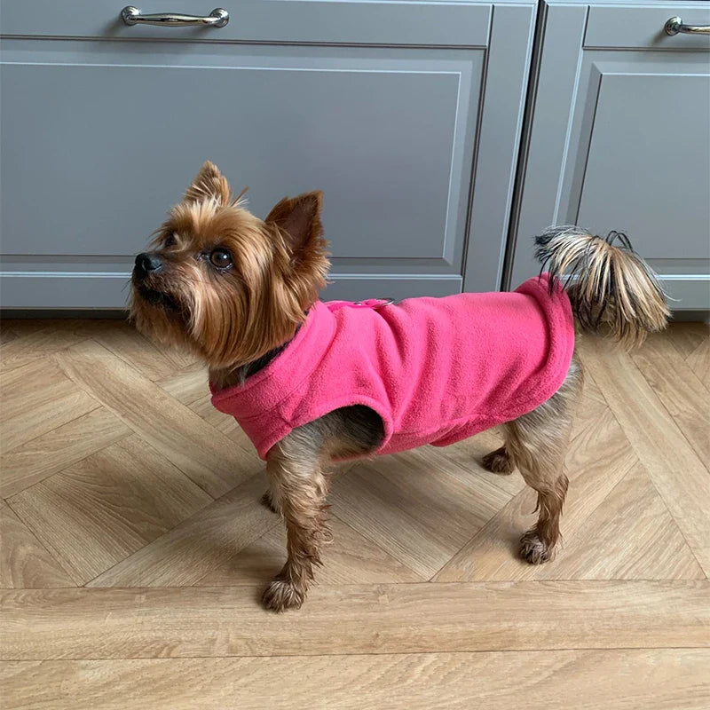 Warm Fleece Dog Jacket Vest With D-Ring | Pet Clothes For Small Dogs & Cats | French Bulldog Chihuahua Coat