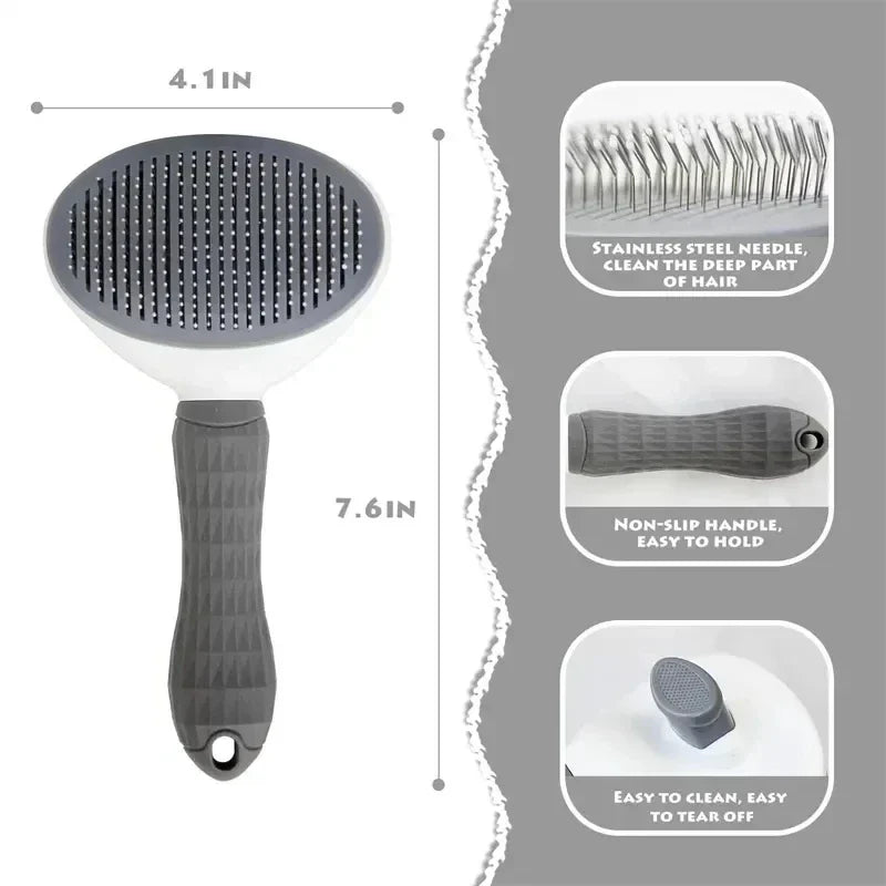 Self-Cleaning Pet Grooming Brush for Dogs & Cats Hair Removal