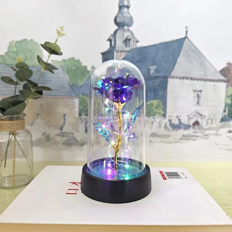 LED Eternal Rose Artificial Flower Gift for Valentine’s Day & Wedding Decor