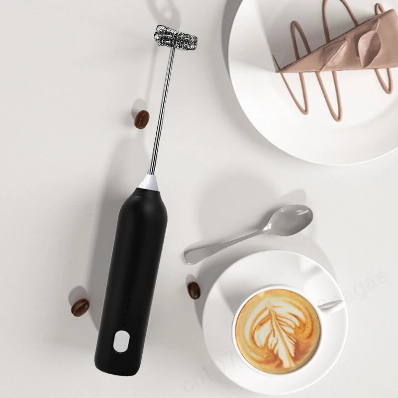 USB Rechargeable 3-Speed Handheld Milk Frother, Egg Beater & Drink Mixer for Coffee, Latte and Espresso