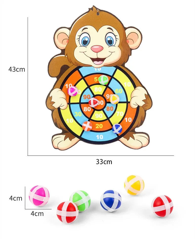 Kids Sticky Ball Target Toss Game Indoor Montessori Dart Board Toy